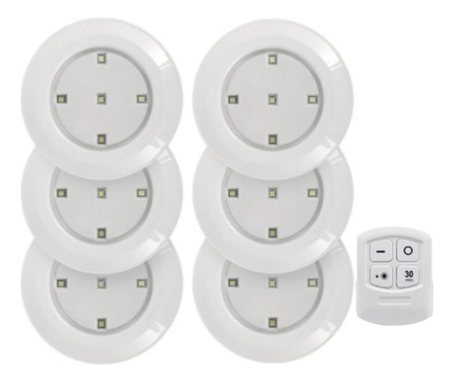 Kit 06 Luminaria De Led A Pilha Controle Remoto Luz Branco