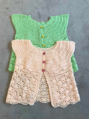Chalecos De Lana Al Crochet T3/4 Años Nena X 2 Unidades