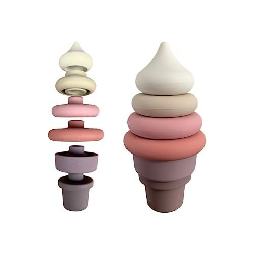 : Ice Cream Stacker Toy, 6 Pcs, Silicone Baby Teether S...