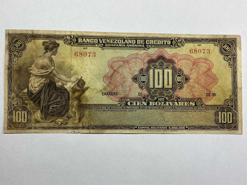 Billete Banco Venezolano De Crédito 100 Bolivares 1931-1939