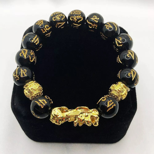 - Brazalete 2025 Original Feng Shui Piedras Obsidiana Pixiu