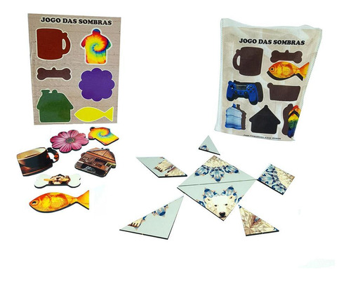 Kit Jogo Das Sombras Cognitivo + Quebra-cabeça Tangram