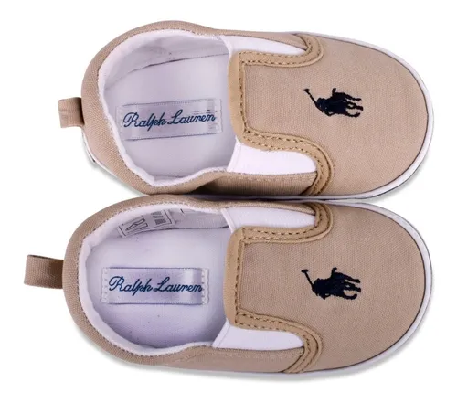 Tenis Polo Ralph Lauren Para Beb Color Khaki Con Logo Azul
