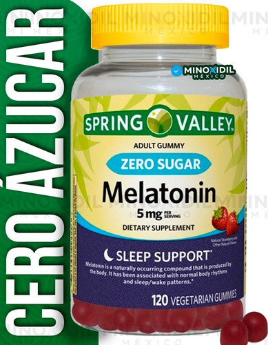 Melatonina Cero Azucar 5mg Formula Extra Fuerte 120 Gomitas Sabor Fresa