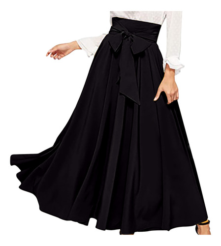 Saia Feminina R Elegante De Cintura Alta Com Pregas Frontais