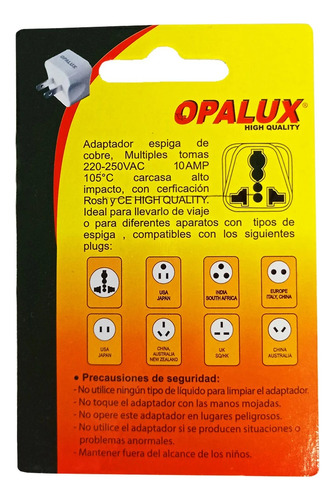 Adaptador Enchufe Con Toma Tierra Espiga Plana Op-603-a3