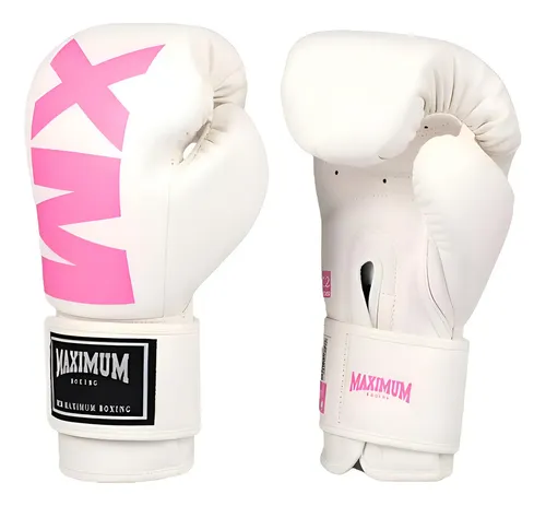 Luva Marca Maximum De Boxe E Muay Thai Mxm - Linha Iniciante Cor Mxm White/pink Tamanho 14oz