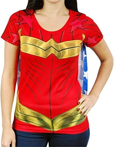 Playera Con Capa Wonder Woman Wonder Woman Para Cosplay Dc W