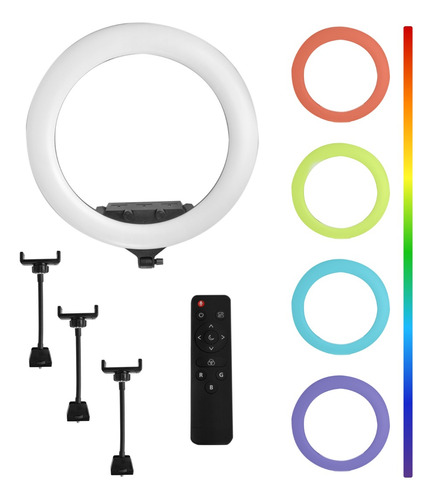 Aro De Luz  Led 56cm Con Luces Rgb Incluye Trípode ,control 