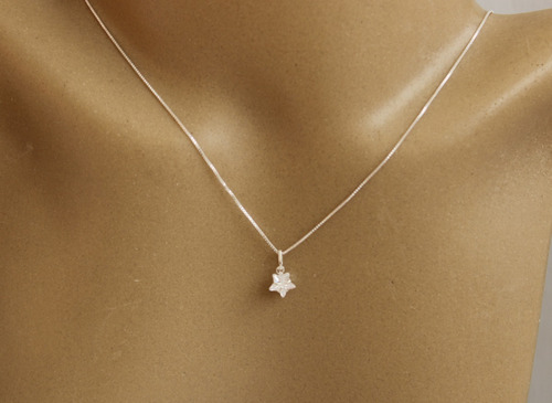 Imagem 4 de 10 de Corrente Colar Ponto Luz Estrela 6mm Prata 925 Cx Veludo