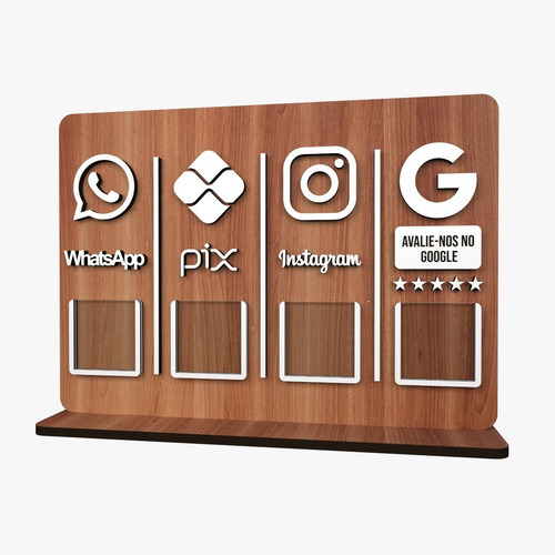 Imagem 2 de 4 de Placa Qr Cod Insta Pix Whatsapp Recebimento Google Avaliação