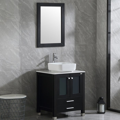 Mueble Para Baño, Gabinete Vanity Con Espejo 24 , Negro