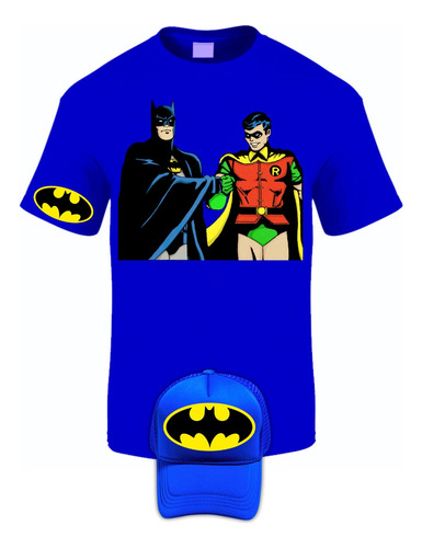 Camiseta Manga Corta Batman Y Robin Obsequio Gorra X