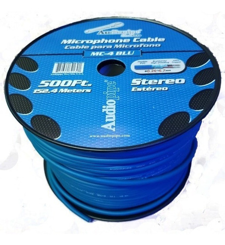 Cable Para Micrófono Audio Pipe 7mm Estéreo Color Azul X Mtr