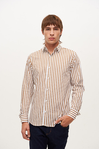 Camisa A Rayas Manga Larga Corte Classic Fit Who Hombre Prot