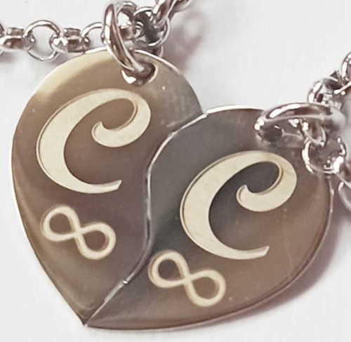 Imagen 5 de 10 de Media Medalla Corazón Acero 30x23mm + 2 Cadenas Espejito