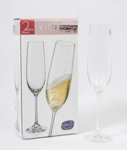Copa De Cristal Bohemia Viola Flauta Champagne 2x 190ml Color Blanco