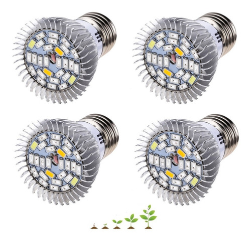 Kit 4 Lâmpadas Led Grow 28w Plantas Cultivo Indoor Fullspec