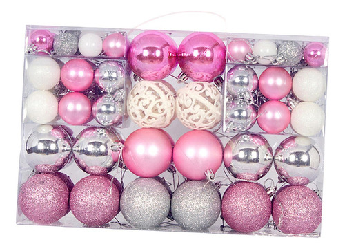 W 100x Adornos De Bolas De Navidad, Adornos Rosa Plata