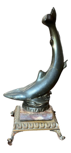 Escultura Em Bronze Tubarão Shark Centenária Década De 20