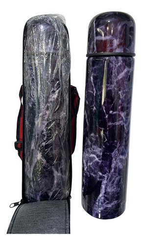 Termo Con Estuche Bala Acero Inoxidable 1 Litro Doble Capa Lila Camuflado