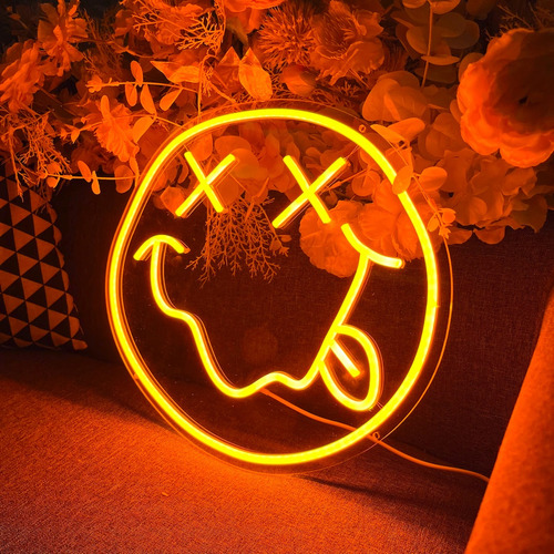 Letrero Neón Nirvana Logo Smiley Face C/control Color Amarillo