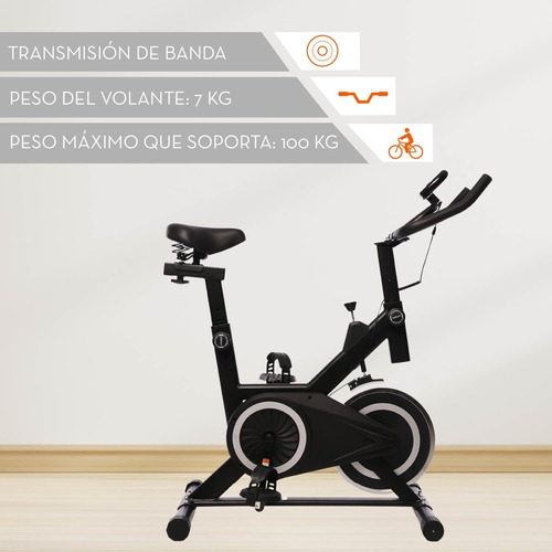 Imagen 3 de 8 de Bicicleta Estática Spinning Profesional Gimnasio 7kg Monitor