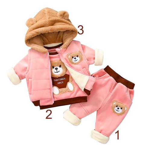 Conjunto Trijunto Infantil Menina Inverno Colete+camis+calça