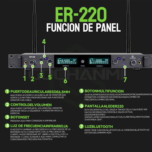Monitoreo Gc Er220 Estereo Sistema In Ear Bluetooth 2canales