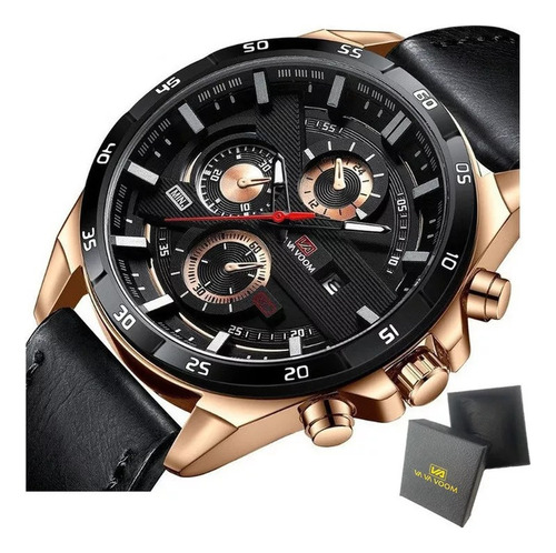 Reloj Hombre Elegante Cuarzo Piel Genuino A. Inoxidable