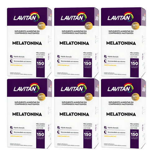 Kit Com 6-lavitan Melatonina Maracujá Cimed Com 150 Comprim