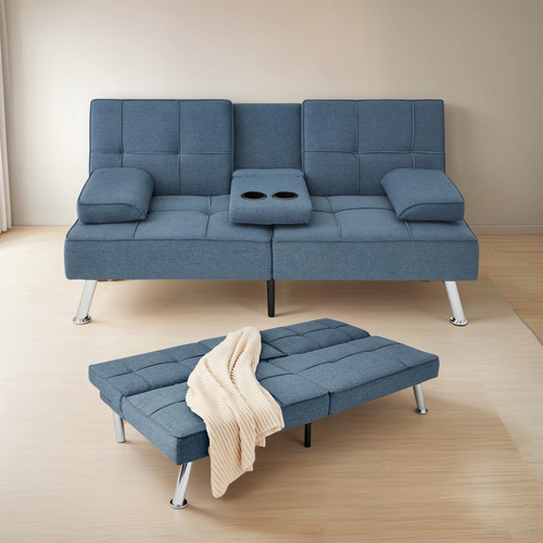 Best Choice Products Futón Plegable Sofá Cama 2 Portavasos