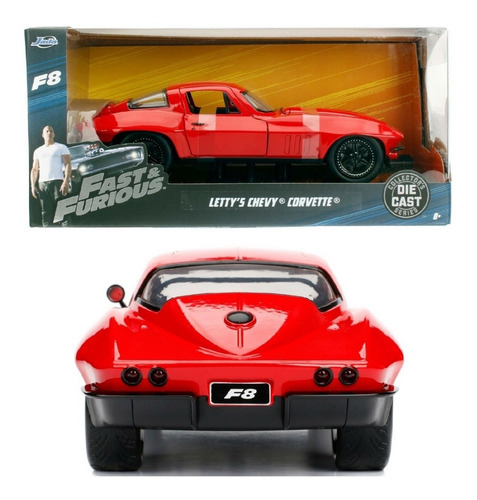 Letty's Chevy Corvette 1966 Rojo Rapido Y Furioso 1:24 Jada