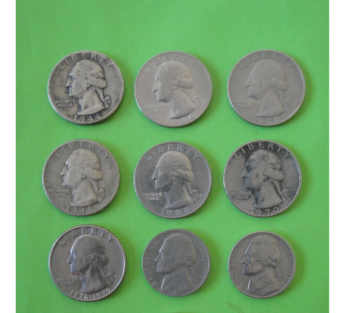 Moneda Eeuu Dolar 1/4 5 Centavos 1 Dime Año 1944 1948 1970 