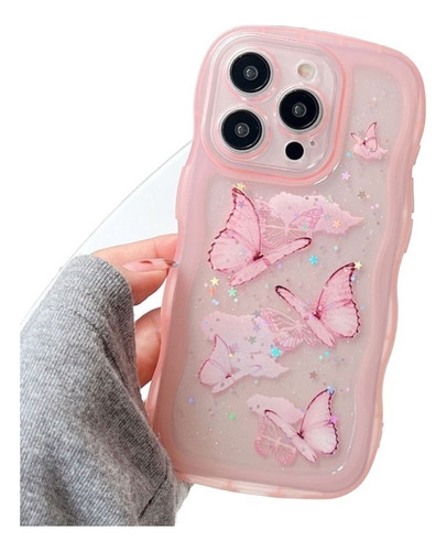 Funda Con Diseño De Mariposas Y Olas For iPhone 16/15