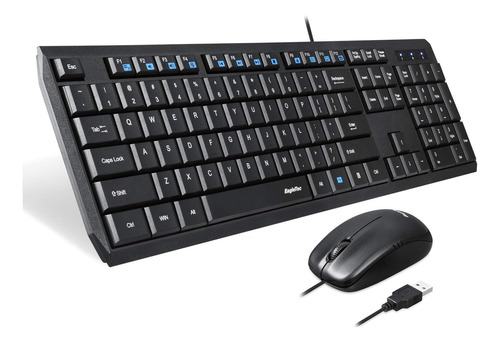 Eagletec Km120 Combo Teclado Y Mouse Con Cable, Delgado, Y Y