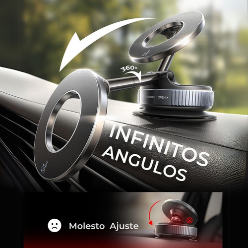 Soporte Magnético Giratorio 360° Celular Auto Y Escritorio Negro