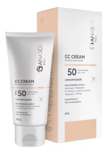 Cc Cream Protetor Solar Facial Fps50 Médio 60g - Anasol