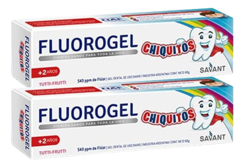 Fluorogel Chiquitos Tutti Frutti Gel Dental C/fluor 60g X2u