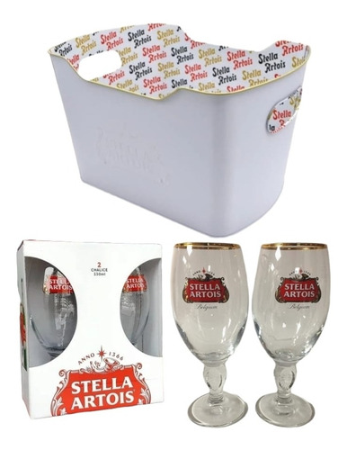 2 Copas De Cerveza Stella Artois En Caja + Frapera Original