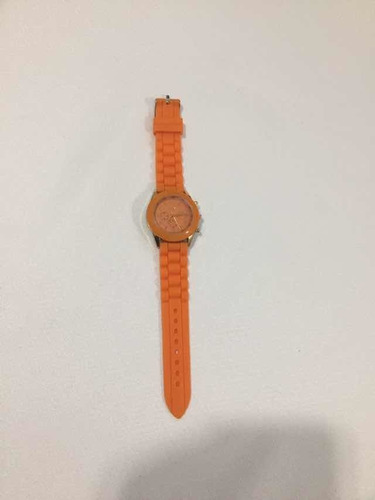 Reloj Pulsera De Goma O Plástico Color Naranja Geneva