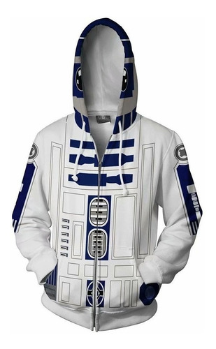 Star Wars Series Sudaderas R2-d2 Robot Zip Up Sudadera Con C