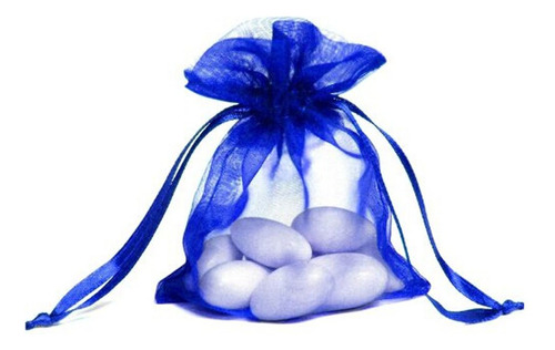 100 Unids Azul Real Organza Bolsas Con Cordon Joyeria Fies