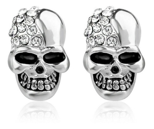 Aros Calavera De Acero Quirúrgico Y Strass Skull