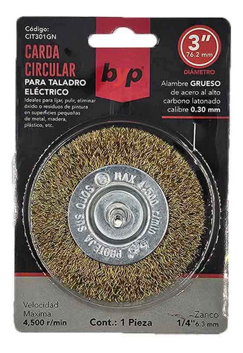 Carda Circular Para Taladro Alambre Grueso 3 Pulgadas