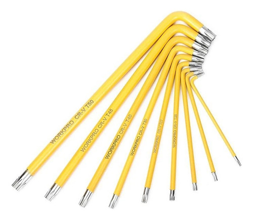 Juego 9 Llaves Torx T10-t50 Largas Workpro