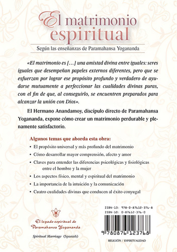EL MATRIMONIO ESPIRITUAL, de Paramahansa Yogananda. Editorial SELF REALIZATION FELLOW en español