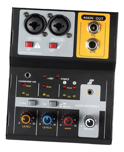 Mezclador De Audio 48v Audio De 2 Canales Para Transmisión