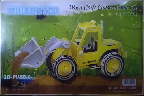 Tractor Armable Modelo Bulldozer Madera 3d Puzzle