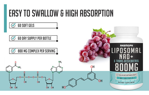 Nad+ Liposomal Con Trans Resveratrol - 60 Capsulas X 800mg